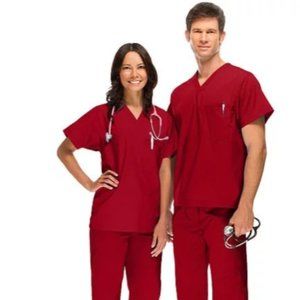 Allheart Unisex Scrub Set  Red Size XL